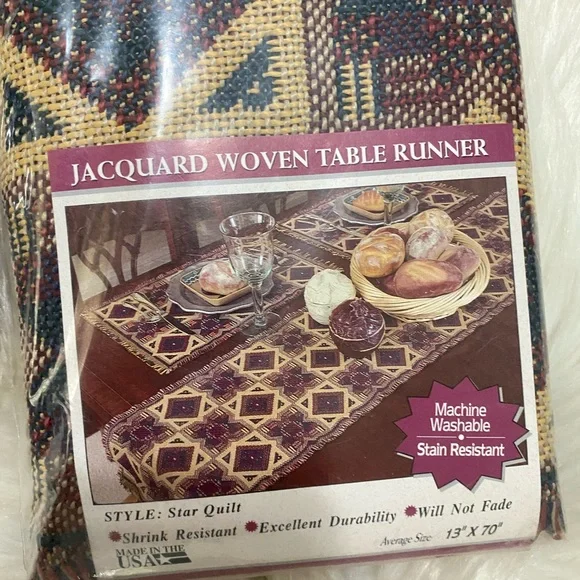 Jacquard table runners bundle of 2 13”x70” - Picture 6 of 7